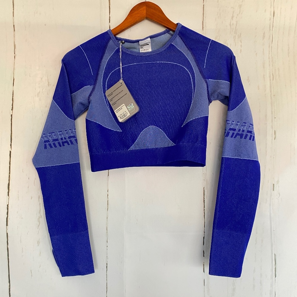 NWT GYMSHARK Woman’s Turbo Seamless Long Sleeve Crop Top Cobalt Blue Medium M